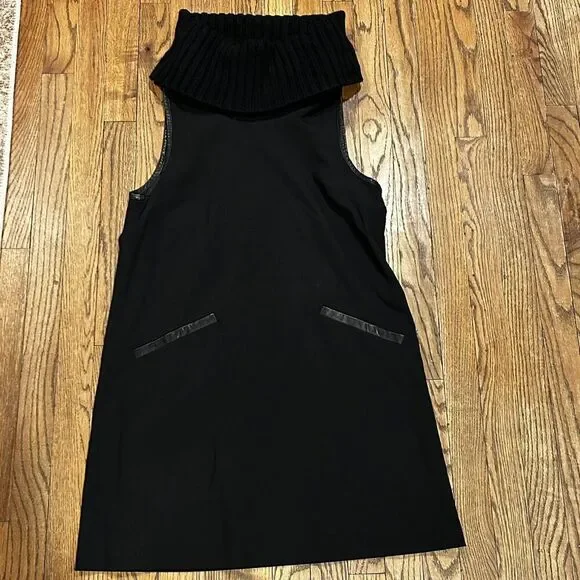 New Theory Abrelia Tailor Wool Shift Dress Size 12 Cowl Neck Pockets Sleeveless - Picture 3 of 11